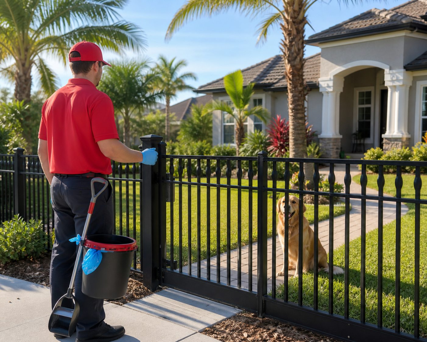 Scoop Squad FL technician arriving at a Florida home gate